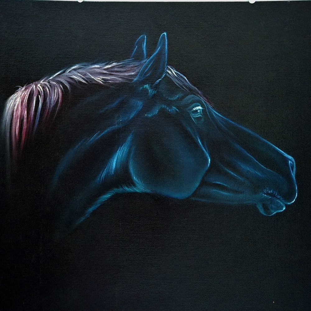 Blue and Black Horse Artwork